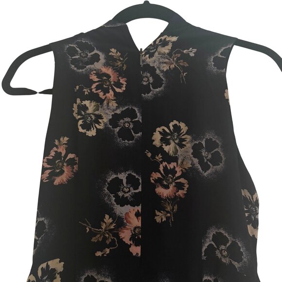 Rebecca Taylor Navy Blue Floral Print Flare Dress, Size 2 - Picture 4 of 7